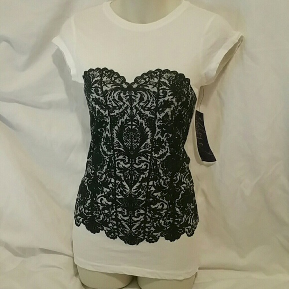 NEW! Flirty, fun, faux bustier T-shirt!